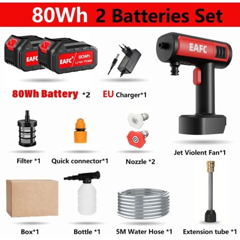 Makita – lave-auto Portable haute pression 500W, pistolet de lavage de voiture Rechargeable, pistolet à eau électrique, Machine à mousse pour batterie 21V, Type A, Livré avec 2 batteries de 80 Wh