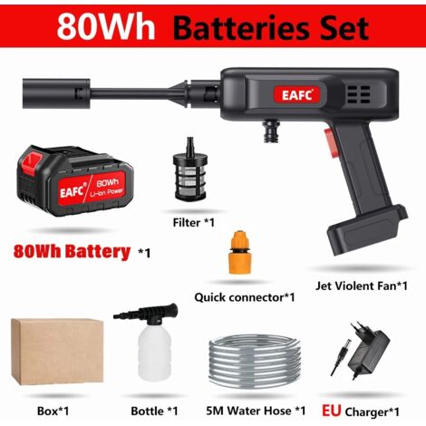 Makita – lave-auto Portable haute pression 500W, pistolet de lavage de voiture Rechargeable, pistolet à eau électrique, Machine à mousse pour batterie 21V, Type C, Livré avec 1 batterie de 80 Wh