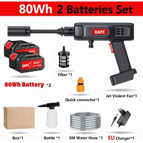 Makita – lave-auto Portable haute pression 500W, pistolet de lavage de voiture Rechargeable, pistolet à eau électrique, Machine à mousse pour batterie 21V, Type C, Livré avec 2 batteries de 80 Wh