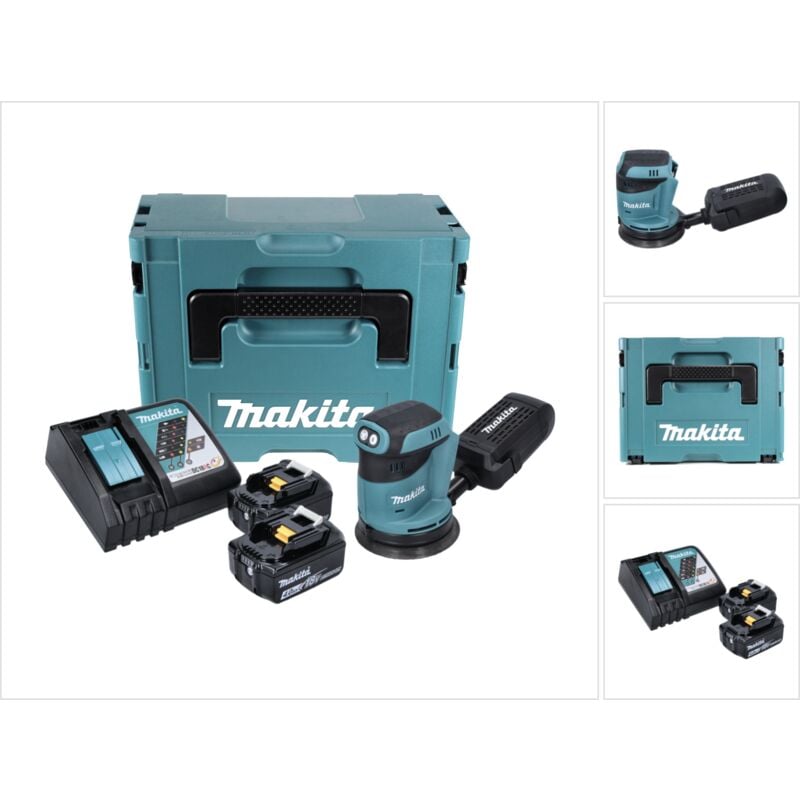 Makita - dbo 180 rmj Levigatrice orbitale a batteria 18V + 2x Batterie 4,0Ah + Caricabatterie + Valigetta