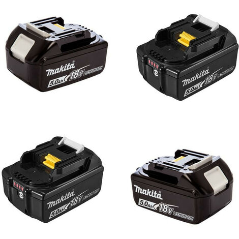 Batteries 18V Li-Ion 5,0Ah – Lot de 4 – Autonomie 80% supérieure – Indicateur de charge – Compatible outils Makita – BL1850BX4