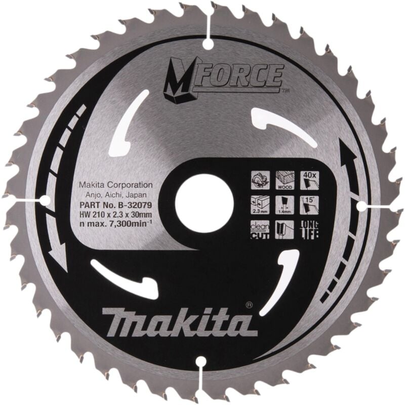 Image of M-force Kreissägeblatt 210 x 30 x 2,3 mm 40 Zähne ( B-32079 ) für Holz - Makita