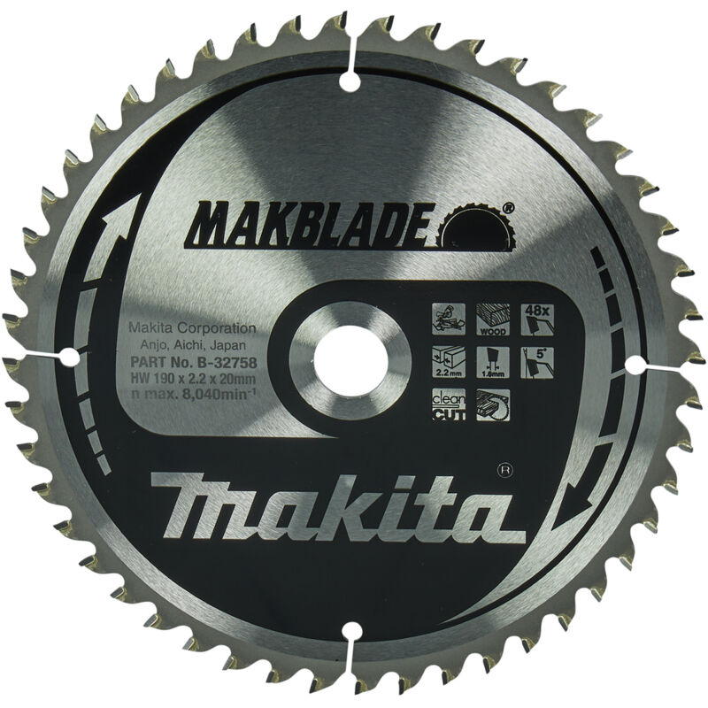 Makita - B-32758 Lame de scie circulaire tct 190x20mm 48T Bois