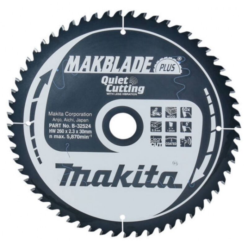 Makita MAKBLADE+ lame de scie 260x30x60Z B 32524 Durchmesser: 260 mm Dicke:1.8 mm lame de scie - vue 1