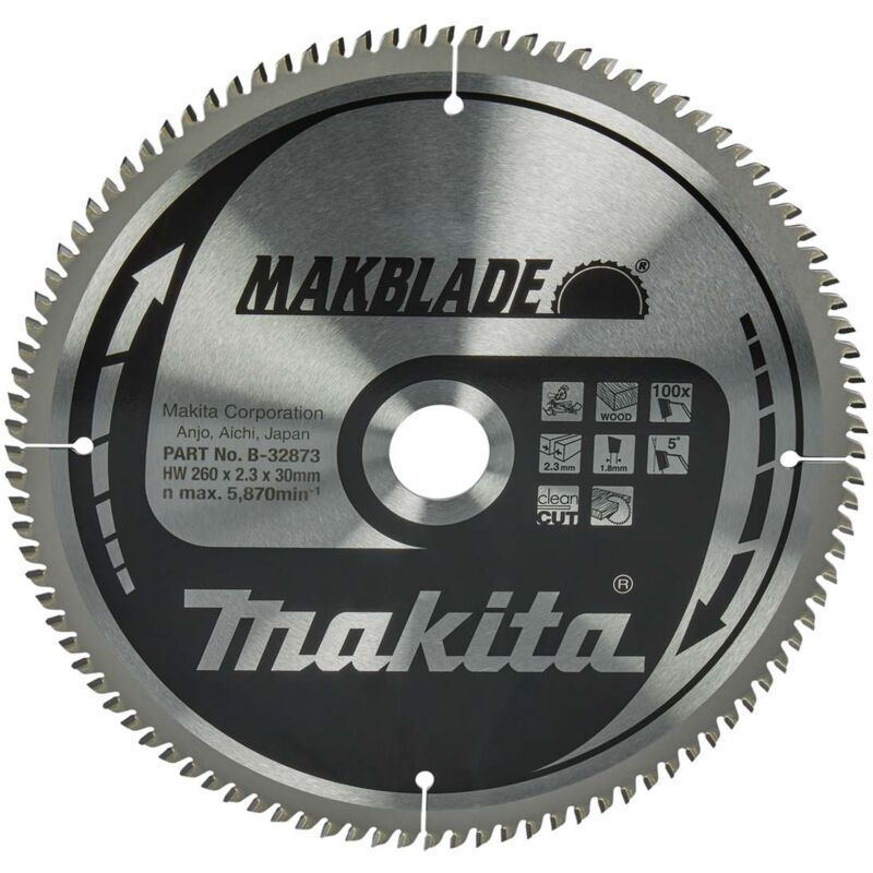 Makita - Accessori - Lama per sega circolare per legno, 260x30 mm, 100 denti B-32873
