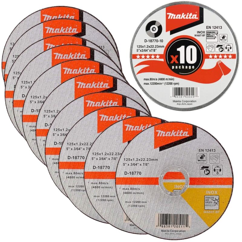 Makita MAKD1876410 Lot de 10 disques à tronçonner 115mm