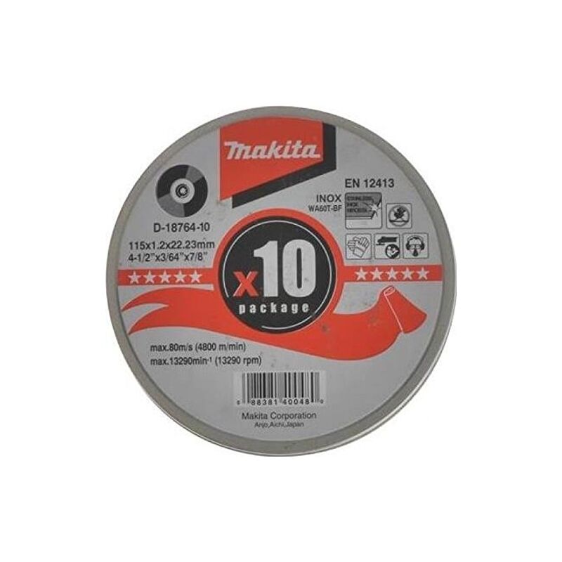 Makita - MAKD1876410 lot de 10 disques à tronçonner 115 MM