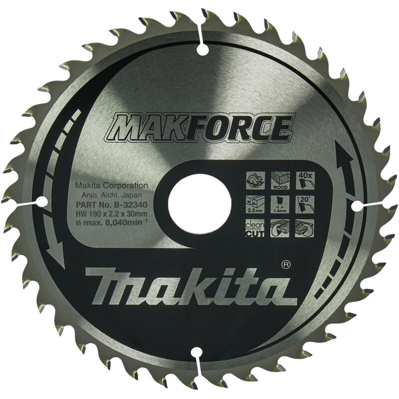 B-32340 Lama Sega Circolare Makforce t.c.t. 190x30mm 40T Legno - Makita