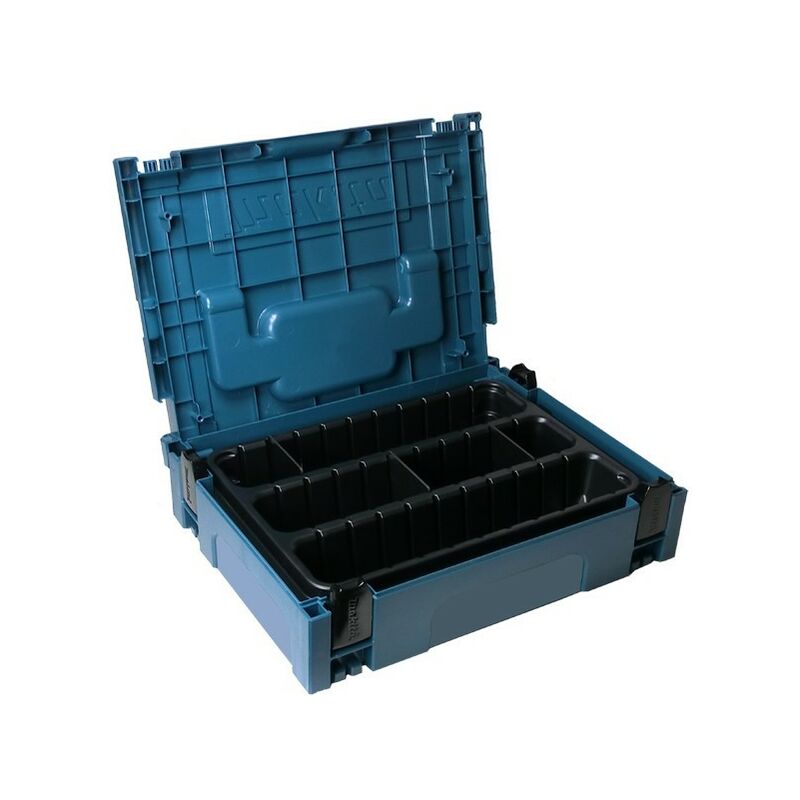 Makita - MAKPAC 1 Organiser 3 Compartments 9 Dividers Stackable Tool Case Toolbox