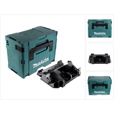 Makita MAKPAC 3 Systemkoffer ( 821551-8 ) + Einlage für 4x BL1830B BL1840B BL1850B BL1860B Akku und DC18RD Doppelladegerät ( 838258-9 )