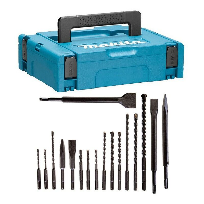 Makpac Case + 17 Piece sds Plus Drill Bit + Bullet Cold Flat Chisel Set - Makita