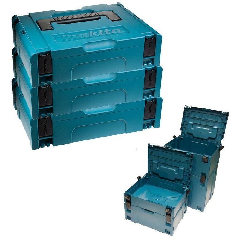 Makita MAKPAC Pack of 3 x Stacking Connector Tool Cases Type 1 396 x 296 x 105