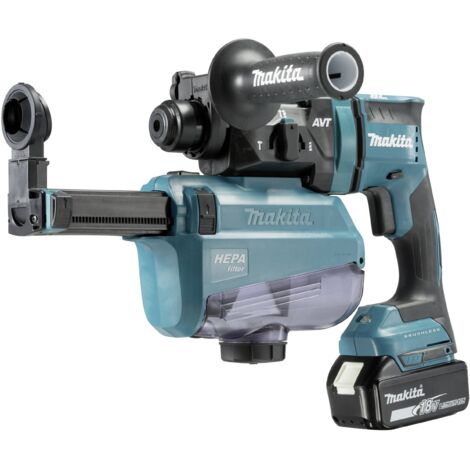 Makita – Marteau combiné sans fil 18V – 2 batteries 5.0Ah – Moteur sans balais – Aspiration intégrée pour environnement propre – 1,7 J de force de frappe - DHR182RTWJ