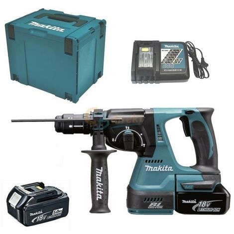 Makita – Marteau perforateur 18V 5Ah avec 2 batteries lithium – Moteur Brushless – Force de frappe 2J pour béton armé – SDS-Plus - dhr243rtj