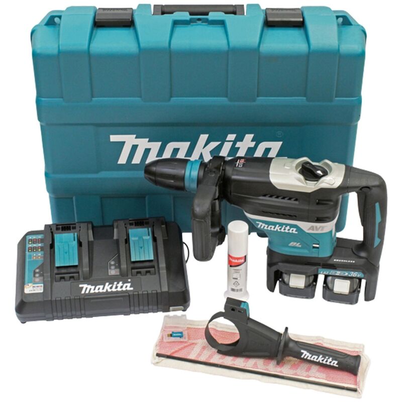 DHR400PG2U Marteau combiné sans fil sds-max 2x 18 v / 2x 6,0 Ah batterie + chargeur y compris accessoires en coffret de transport - Makita
