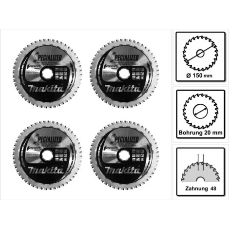 Makita MCCS15048E SPECIALIZED EFFICUT Lames de scie 150 x 20 x 1,1 mm - 4 pièces (4x B-69331) 48 dents