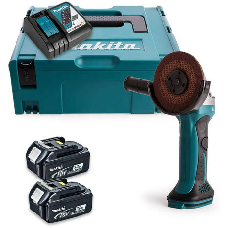 Makita – Meuleuse angulaire 18V LXT Ø115 mm avec 2 batteries 3.0Ah – Moteur haute vitesse 11 000 tr/min – Protection électronique contre surcharges - DGA452RFJ