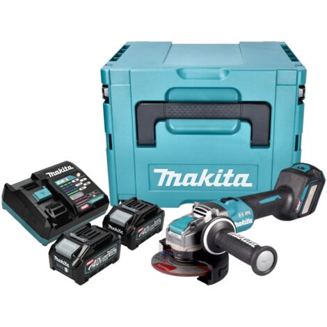 Makita – Meuleuse d'angle 125 mm GA041GM201 – 40 V avec 2 batteries 4,0 Ah – Moteur sans balais – Technologie XPT pour conditions difficiles