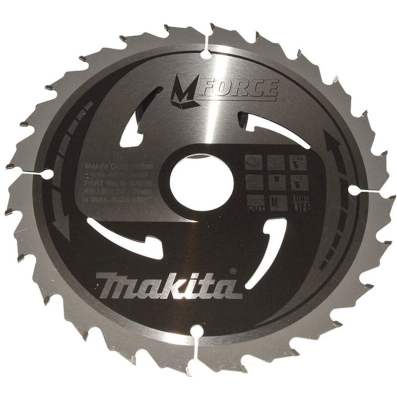 M-force Kreissägeblatt 185 X 30 X 2, 0 Mm 24 Zähne ( B-32035 ) Für Holz - Makita