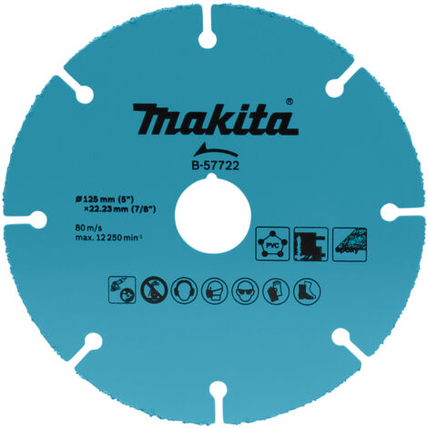 Makita, modello B-57722, accessorio per smerigliatrice angolare, fresa a disco, compatibile con Makita, 12,5 cm, centro piatto, alta velocità di taglio dede, 12.250 RPM, efficienza