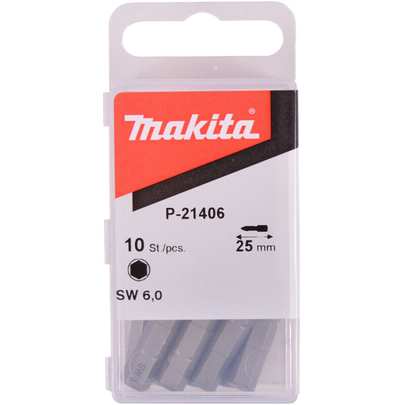 P-21406 Punta, Hex 6,0, 25 mm, 10 pcs
