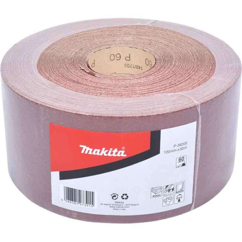 Makita - Rouleau de papier abrasif 120 mm x 50 m K60 - P-38205