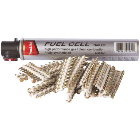 Makita – Pack de 1000 clous C6 + 1 cartouche de gaz pour cloueur à béton – Compatibilité GN420C, PULSA700E, NC40G – Pour matériaux tendres et creux - 196290-2