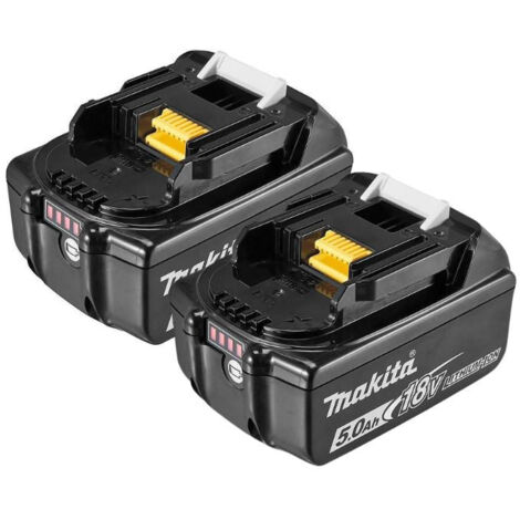 Makita – Pack de 2 batteries Li-ion 18V 5Ah – Témoin de charge intégré – Technologie lithium-ion pour performance accrue