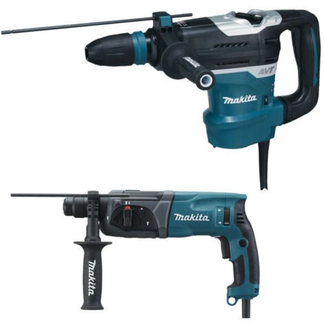 Makita – Pack de 2 perforateurs HR4013C et HR2470 – 1100W et 780W – SDS-Max et SDS-Plus – Coffret avec accessoires inclus
