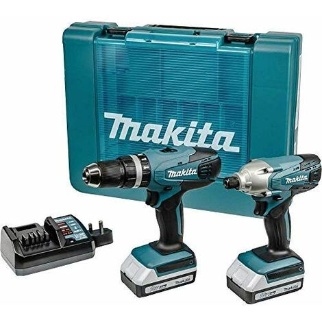 MAKITA Pack perceuse-visseuse a percussion HP457D & visseuse a chocs TD127D - Livré avec 2 batteries 18 V 1,3Ah