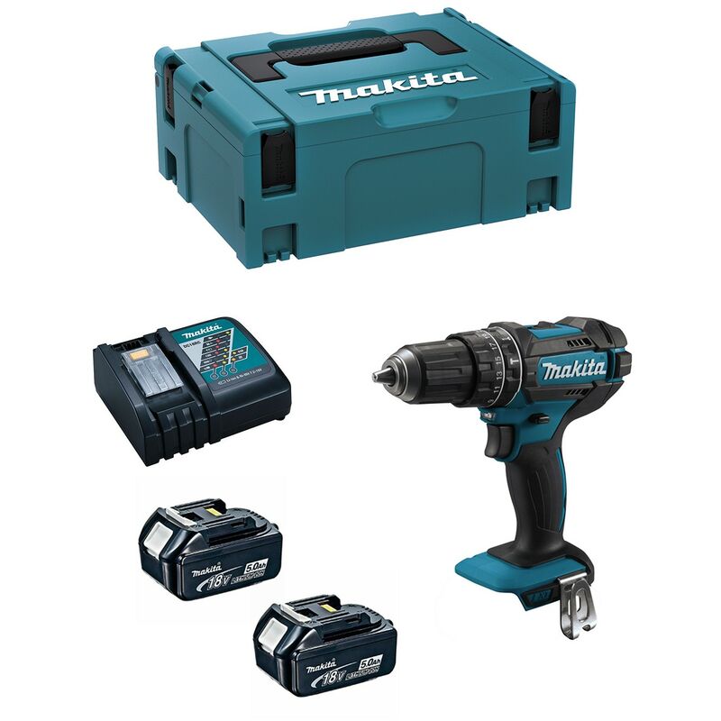 Perceuse À Percussion Makita DHP482RTJ – 18 V, 2 Batteries 5 Ah, Coffret Makpac - vue 3