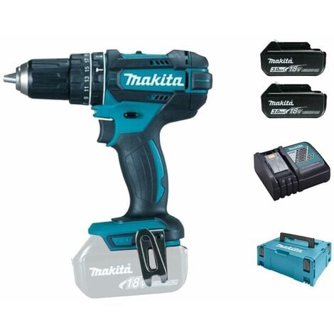 Makita Dhp482rfj Set De Perceuse Visseuse A Percussion 18v Li Ion 2x Batterie 3 0ah Dans Makpac