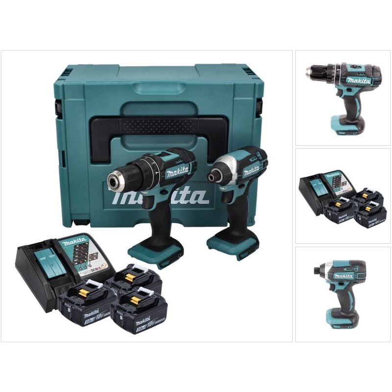 Makita - dlx 2131 JX1 Kit combiné sans fil 18 v avec dhp 482 62 Nm + dtd 152 165 Nm + 3x batterie 3,0 Ah + chargeur + Makpac