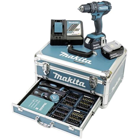 Makita – Perceuse-visseuse à percussion sans fil 18V – 2 batteries 3.0Ah – Couple 62Nm – Mécanisme de percussion désactivable – Mallette aluminium