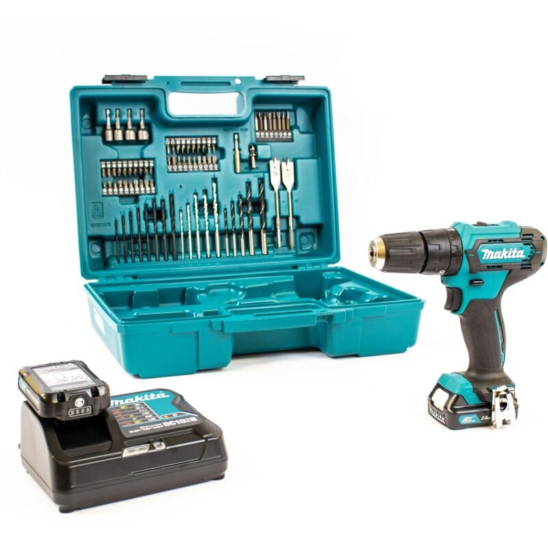 Perceuse-visseuse à percussion sans fil Makita HP333DSAX1 12V 2x 2,0 Ah batterie + chargeur en coffret