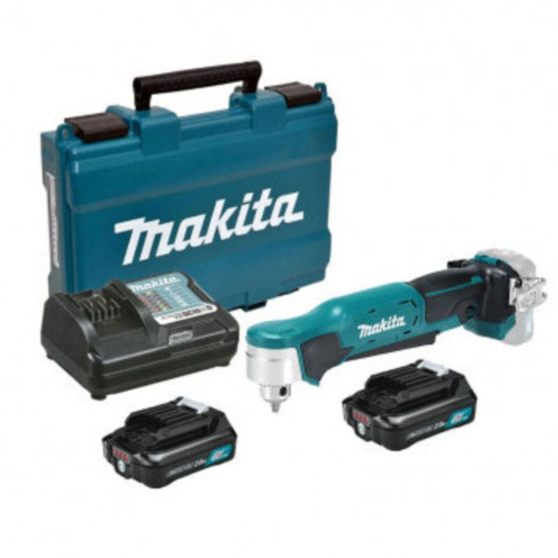 Perceuse visseuse d'angle 12 v cxt Li-Ion 2 Ah ø 10 mm à clé Makita 2 batteries, chargeur, coffret - DA332DWAE
