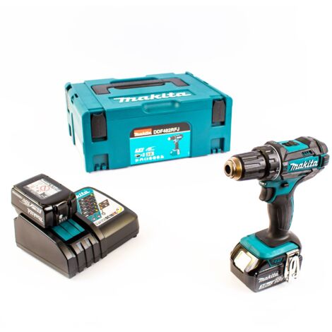Makita Perceuse visseuse sans fil, 2 batterie 18 V 3 Ah, chargeur rapide, coffret - DDF482RFJ