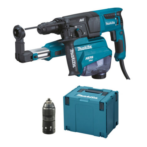 Makita – Perforateur burineur 800W 26 mm 2,4J – Pour béton armé et bois dur – Kit aspiration et coffret MakPac – HR2653TJ14