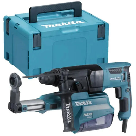 Makita – Perforateur-burineur SDS-plus 800W – Ø26mm – 2,4J de force de frappe – Système d'aspiration HEPA – HR2650JX14