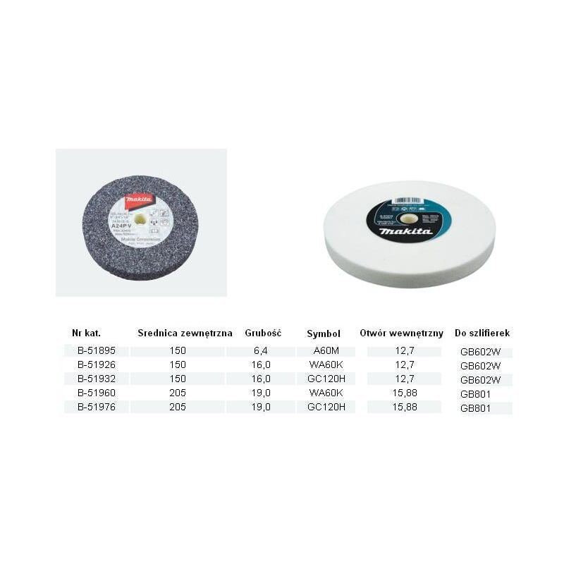 MAKITA PIERRE DE TAILLE GC120H 205x19x15.88mm