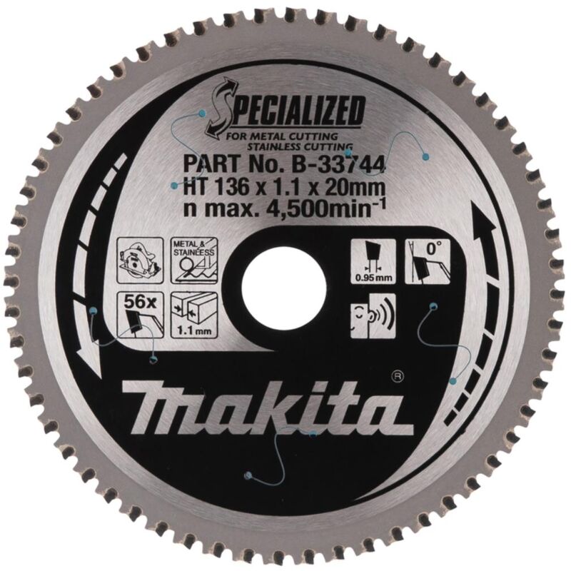 Makita - Lama per sega circolare tct Special tct - 136 x 20 mm - 56 denti - metallo, acciaio inox