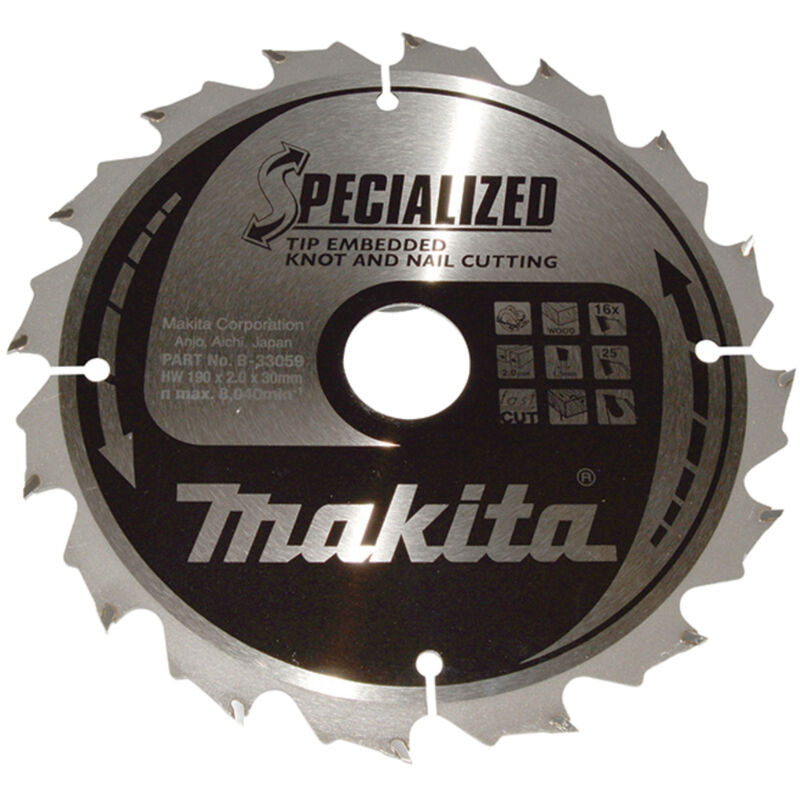 Lama per sega circolare Makita specialized tct t.c.t - 190 x 30 mm - 16 denti - legno