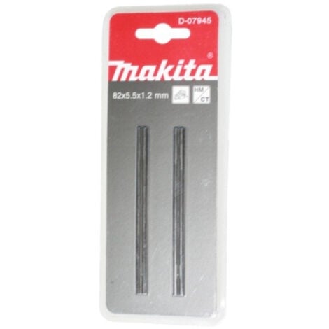 Makita Plaquettes réversibles pour rabots, Carbure de tungstène, 82 mm, lot de 2 pièces (D-07945)