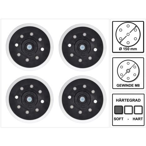 Makita Plateau de ponçage doux pour ponceuses excentriques / meuleuses, 150 mm, M8 - 4 pièces. (196684-1)