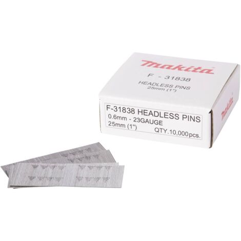 Makita – Pointes pour cloueuse 25mm 0.6mm – Lot de 10 000 pièces – Pour bois dur – F31838