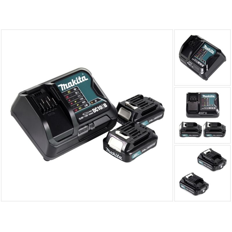 Makita - Power Source Kit 12V: 2x BL1021B Batteries 2,0Ah + DC10SB Chargeur
