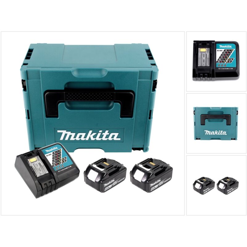 Makita - Power Source Kit 18V - 2x Batterie BL1860B 6,0Ah + Caricabatterie rapido DC18RC + Valigetta Makpac ( 199480-6 )