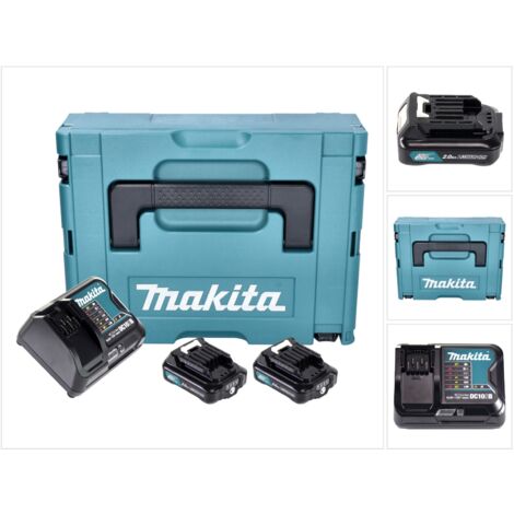 Makita Power Source Kit ( 197658-5 ) 2x BL 1021 B Akku 12 V max. 2,0 Ah CXT + DC 10 SB Ladegerät + Makpac