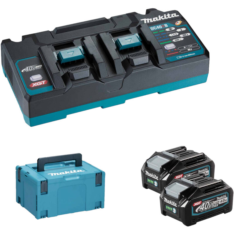 Image of Power Source Kit Akku-Set xgt 2x BL4040 + Doppelladegerät DC40RB + makpac - Makita