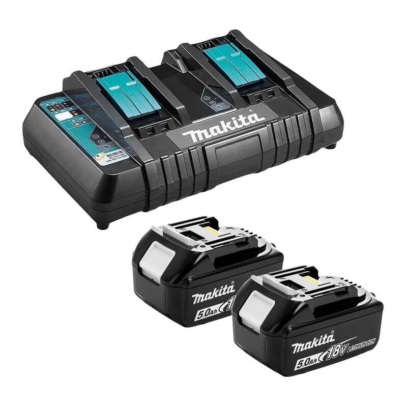 Makita - Power Source kit avec 2x Batteries 5 Ah + Chargeur double DC18RD 18 v